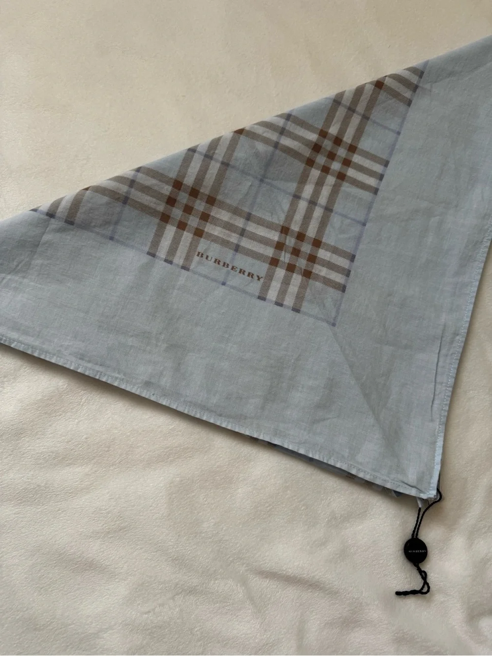 Burberry light Blue and Brown Check Cotton Scarf